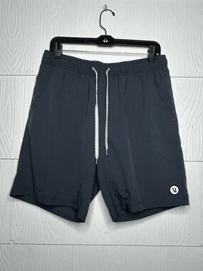 Vuori Men's Athletic Shorts in Charcoal with White Drawstring